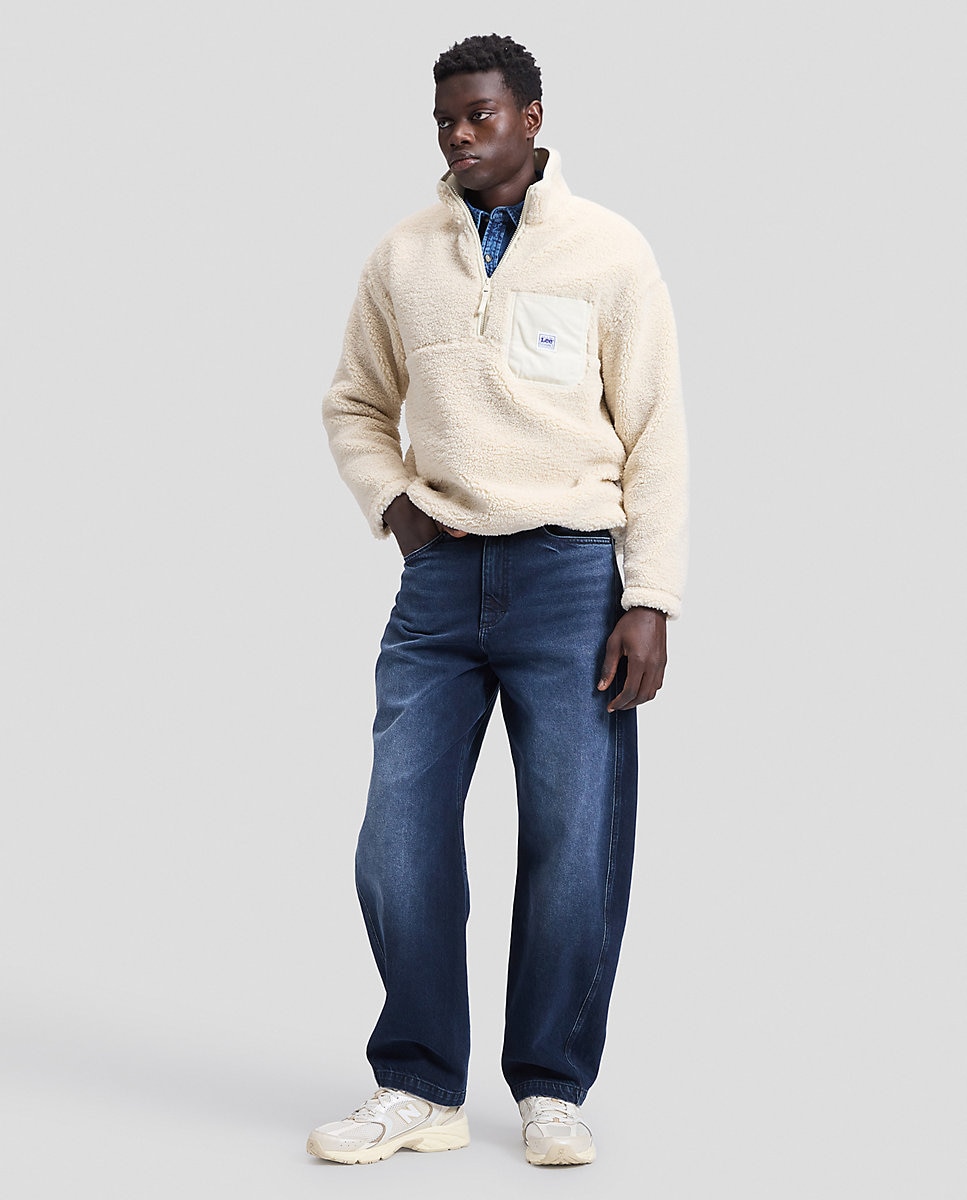 Sudadera con cremallera en el cuello de hombre en con etiqueta workwear en el pecho - Lee - Blanco Blanco-3