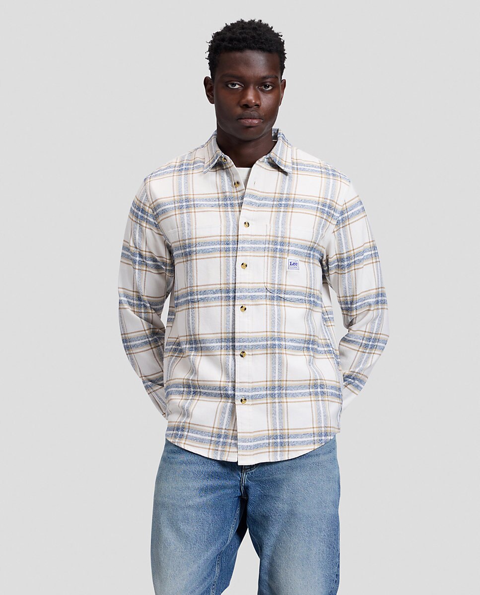 Camisa de quadros de hombre de manga larga de corte relaxed - Lee - Blanco Blanco-1