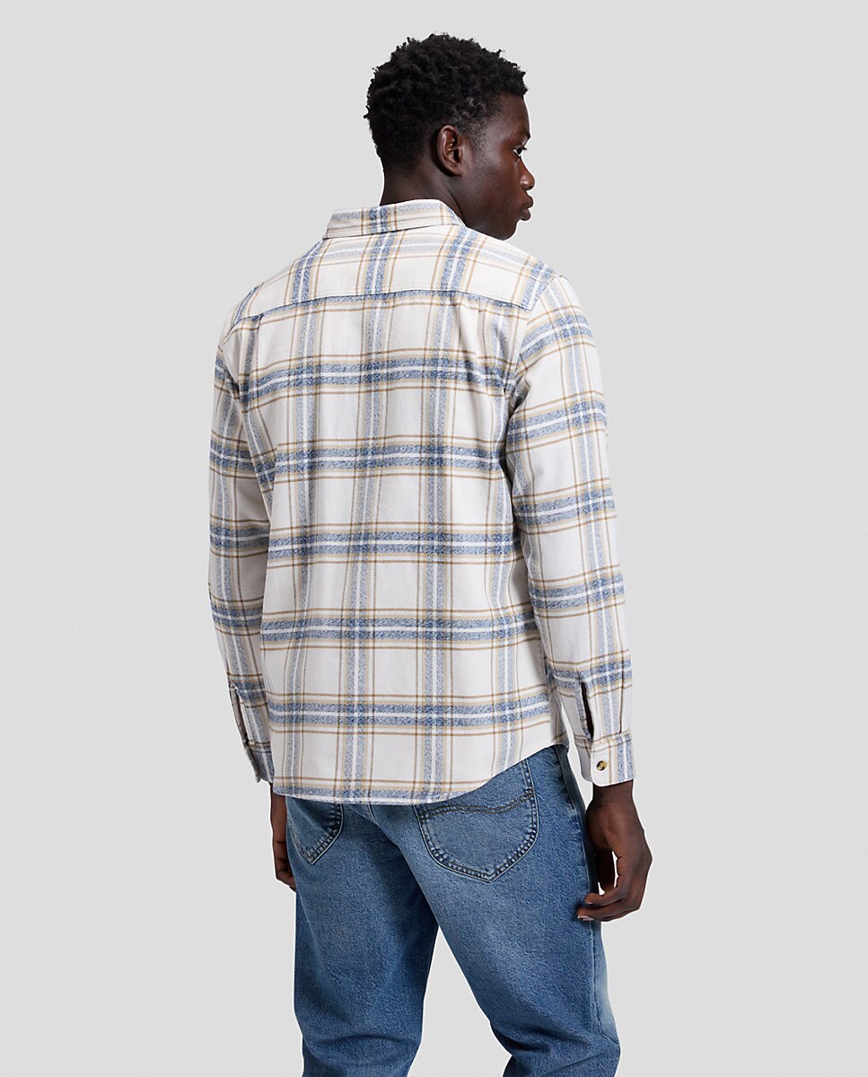 Camisa de quadros de hombre de manga larga de corte relaxed - Lee - Blanco Blanco-2