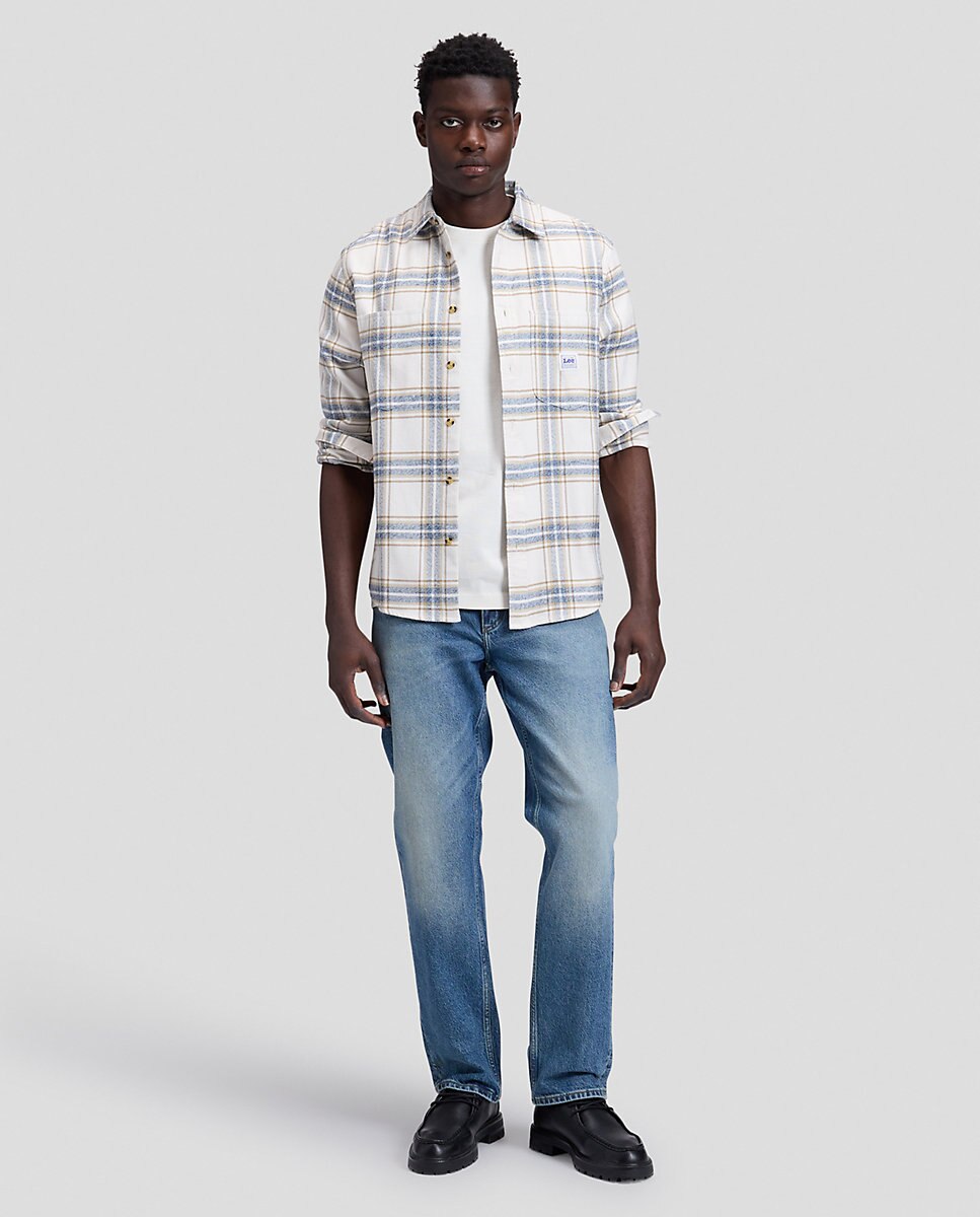 Camisa de quadros de hombre de manga larga de corte relaxed - Lee - Blanco Blanco-3