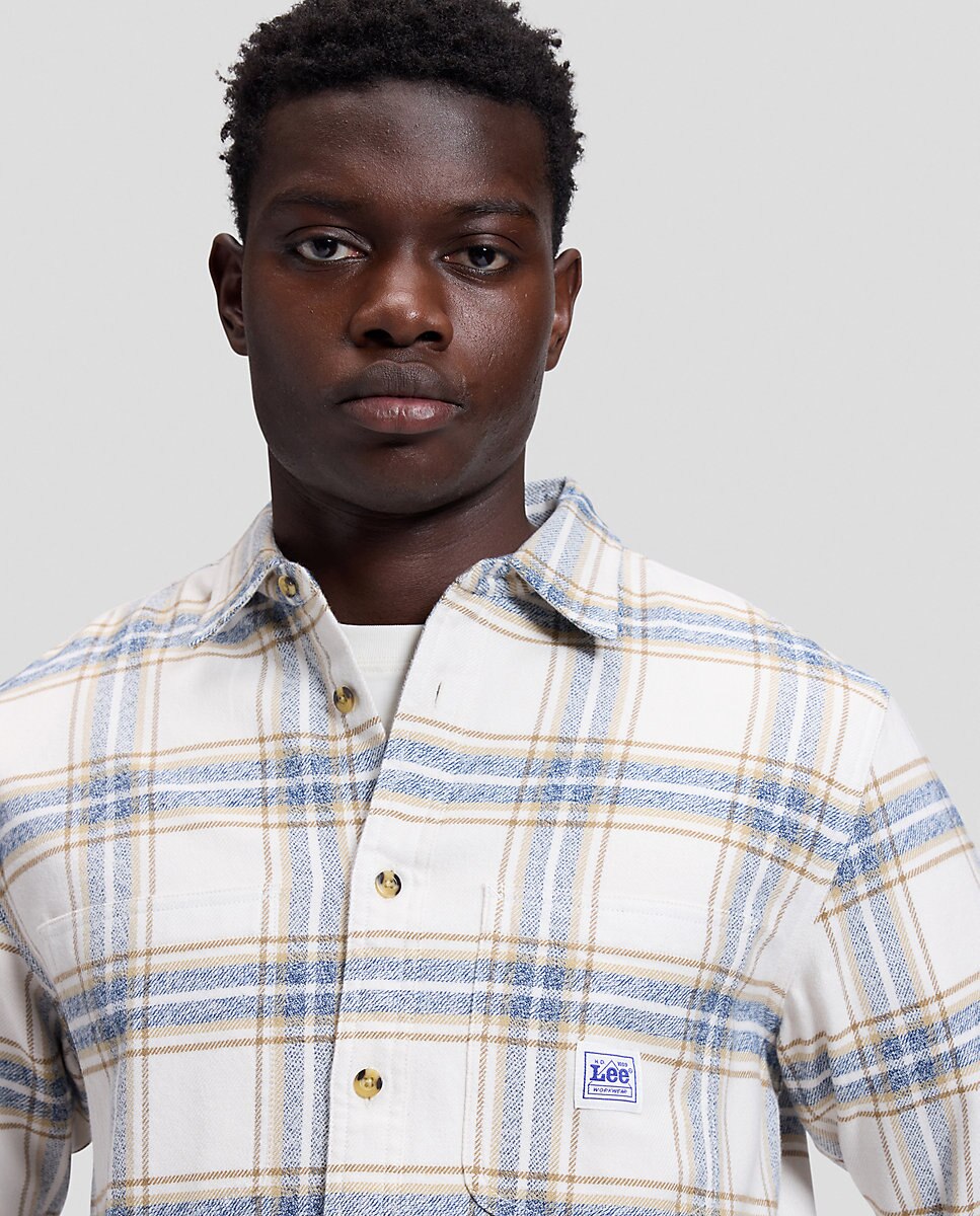 Camisa de quadros de hombre de manga larga de corte relaxed - Lee - Blanco Blanco-5