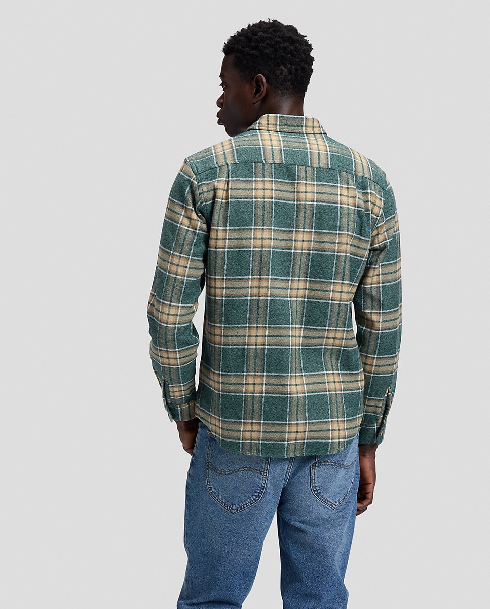 Camisa de quadros de hombre de manga larga de corte relaxed - Lee - Verde Verde-2