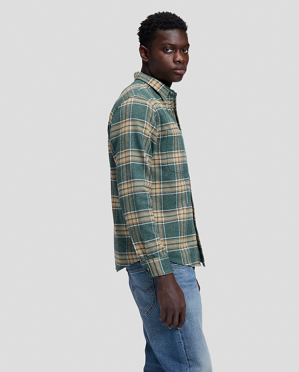 Camisa de quadros de hombre de manga larga de corte relaxed - Lee - Verde Verde-4