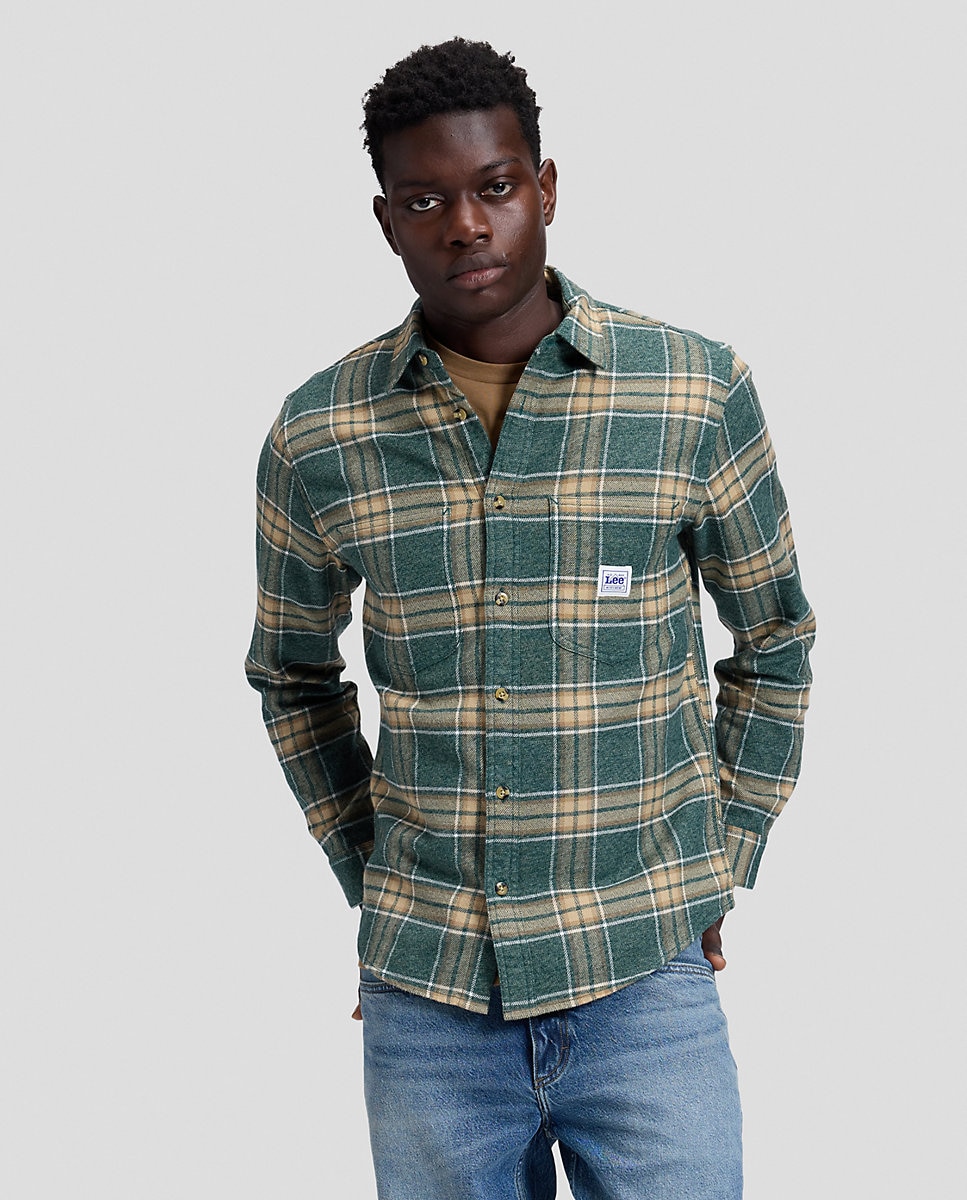 Imagen 1 de Camisa de quadros de hombre de manga larga de corte relaxed Verde