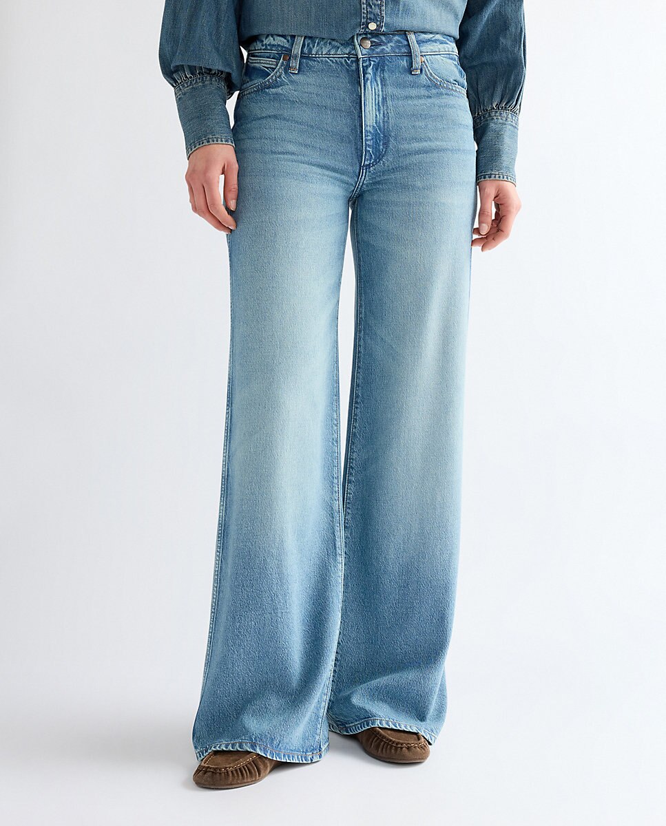 Imagen 0 de Vaquero ancho world wide de mujer de corte wide leg en azul Azul