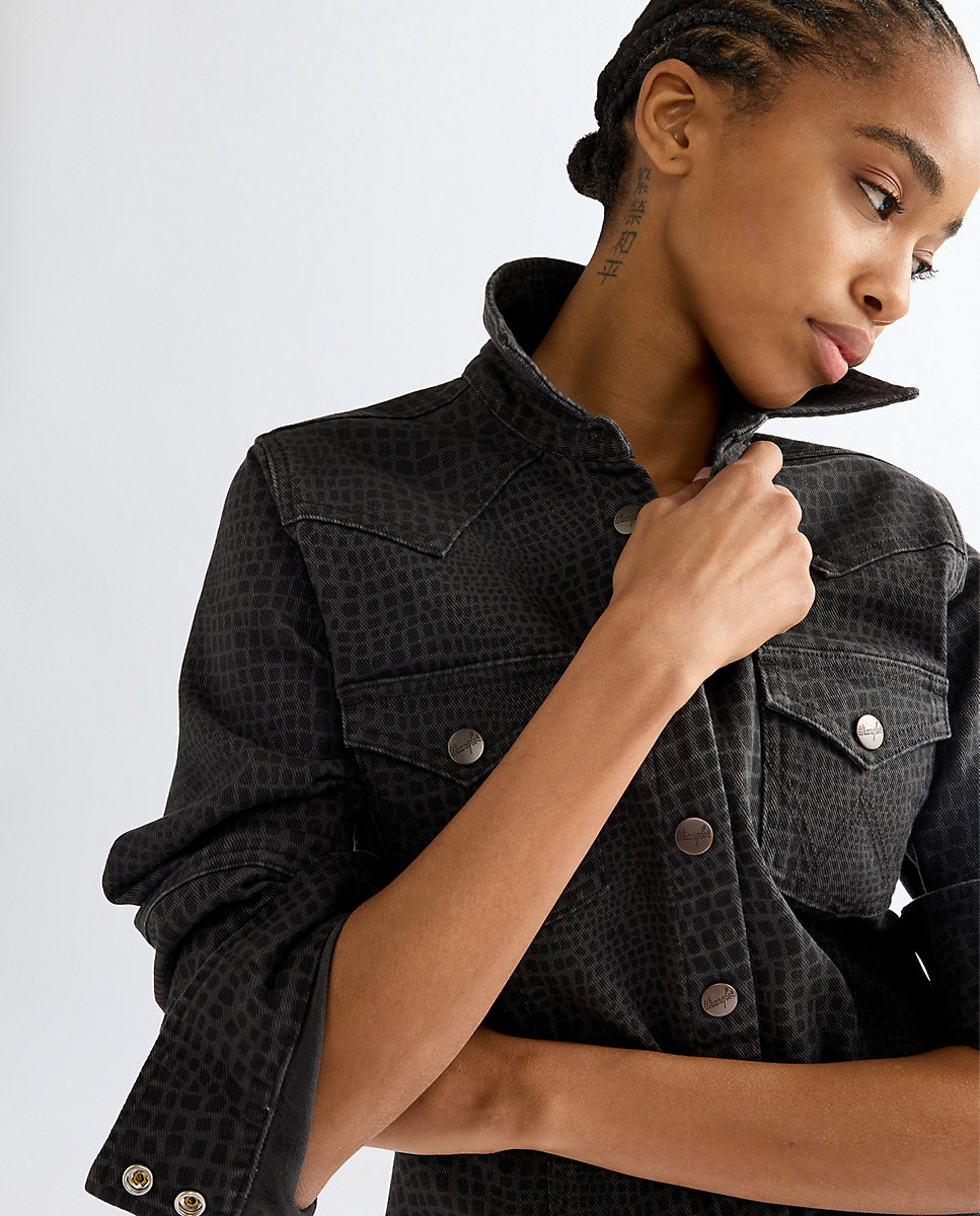 Vestido vaquero corto de manga acampanada - Wrangler - Negro Negro-4