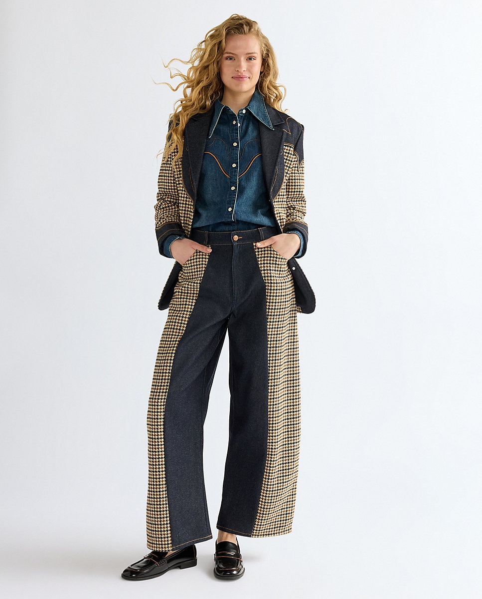 Vaquero de mujer de corte redondeado y insertos de tejido - Wrangler - Azul Azul-2