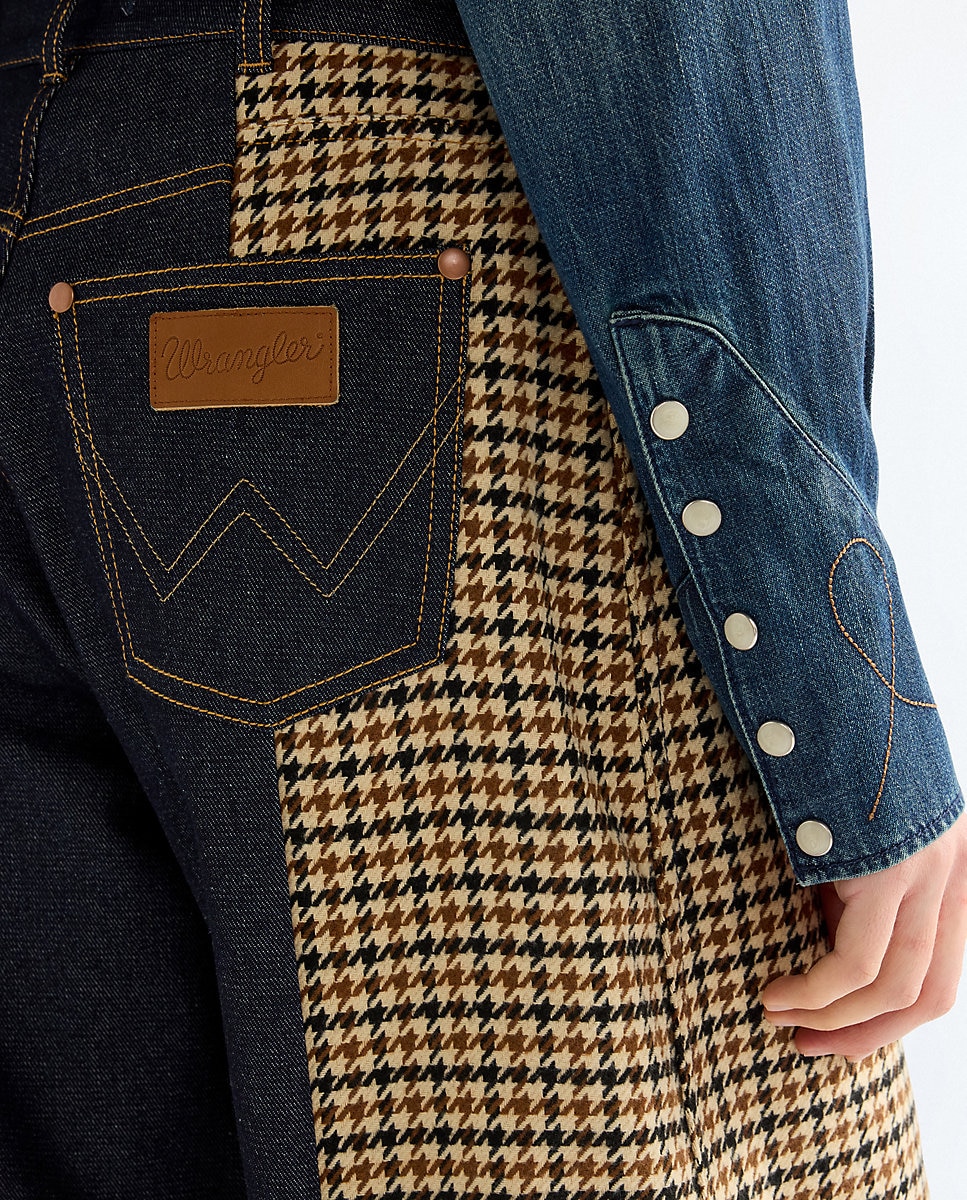 Vaquero de mujer de corte redondeado y insertos de tejido - Wrangler - Azul Azul-5