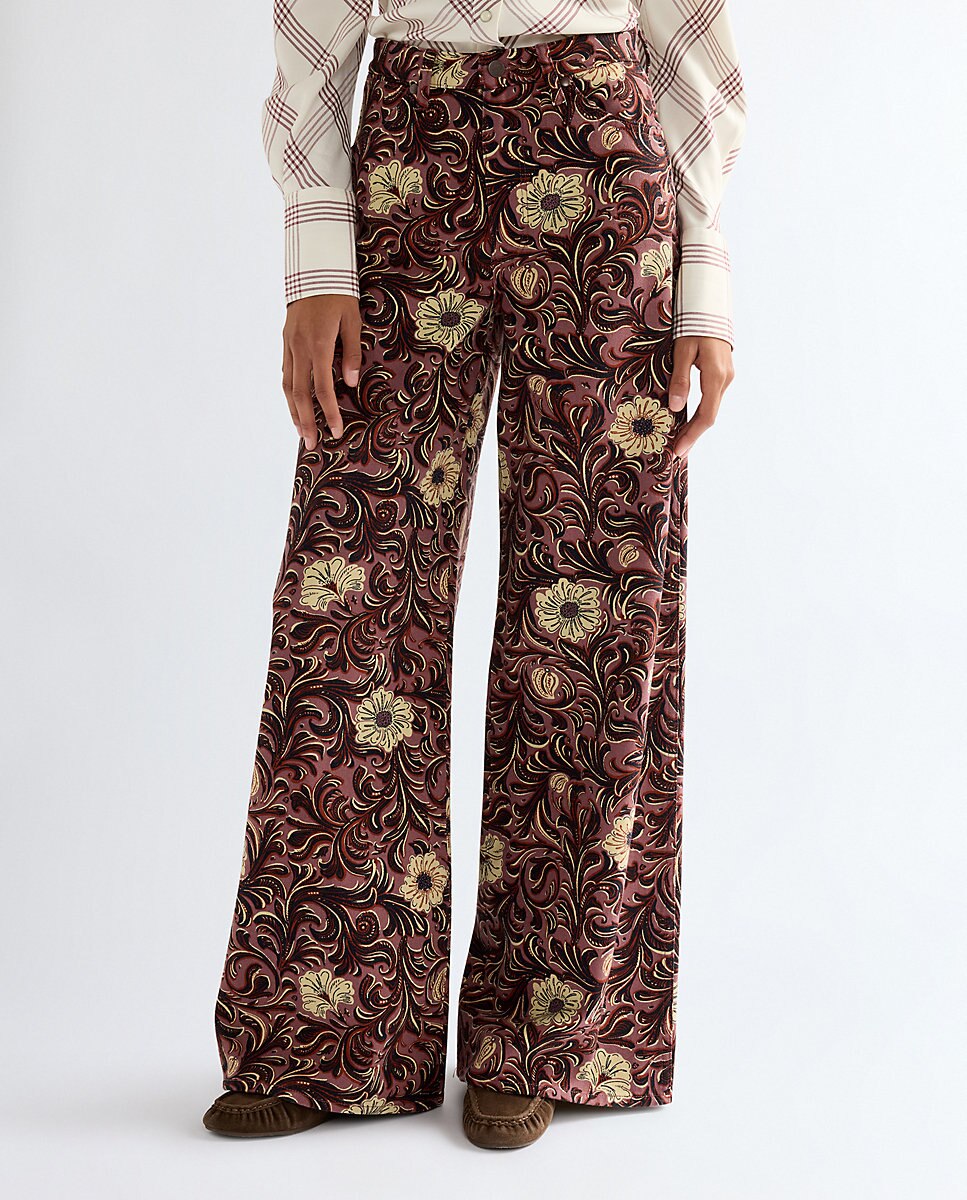 Imagen 0 de Pantalon de mujer canyon de corte ancho y cintura alta con llamativo estampado Rosa