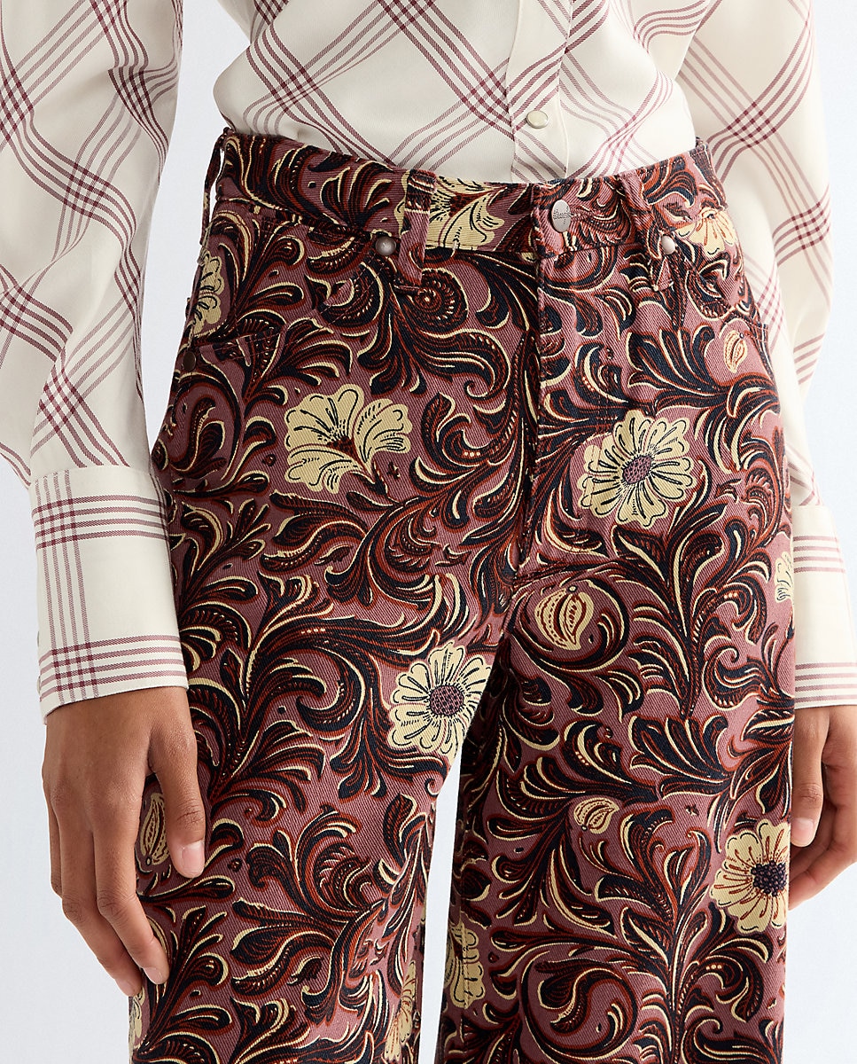 Pantalon de mujer canyon de corte ancho y cintura alta con llamativo estampado - Wrangler - Rosa Rosa-4