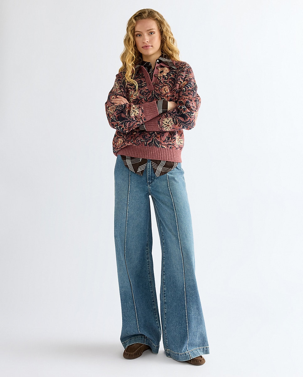 Vaquero de mujer ancho de corte relajado y tiro alto - Wrangler - Azul Azul-2