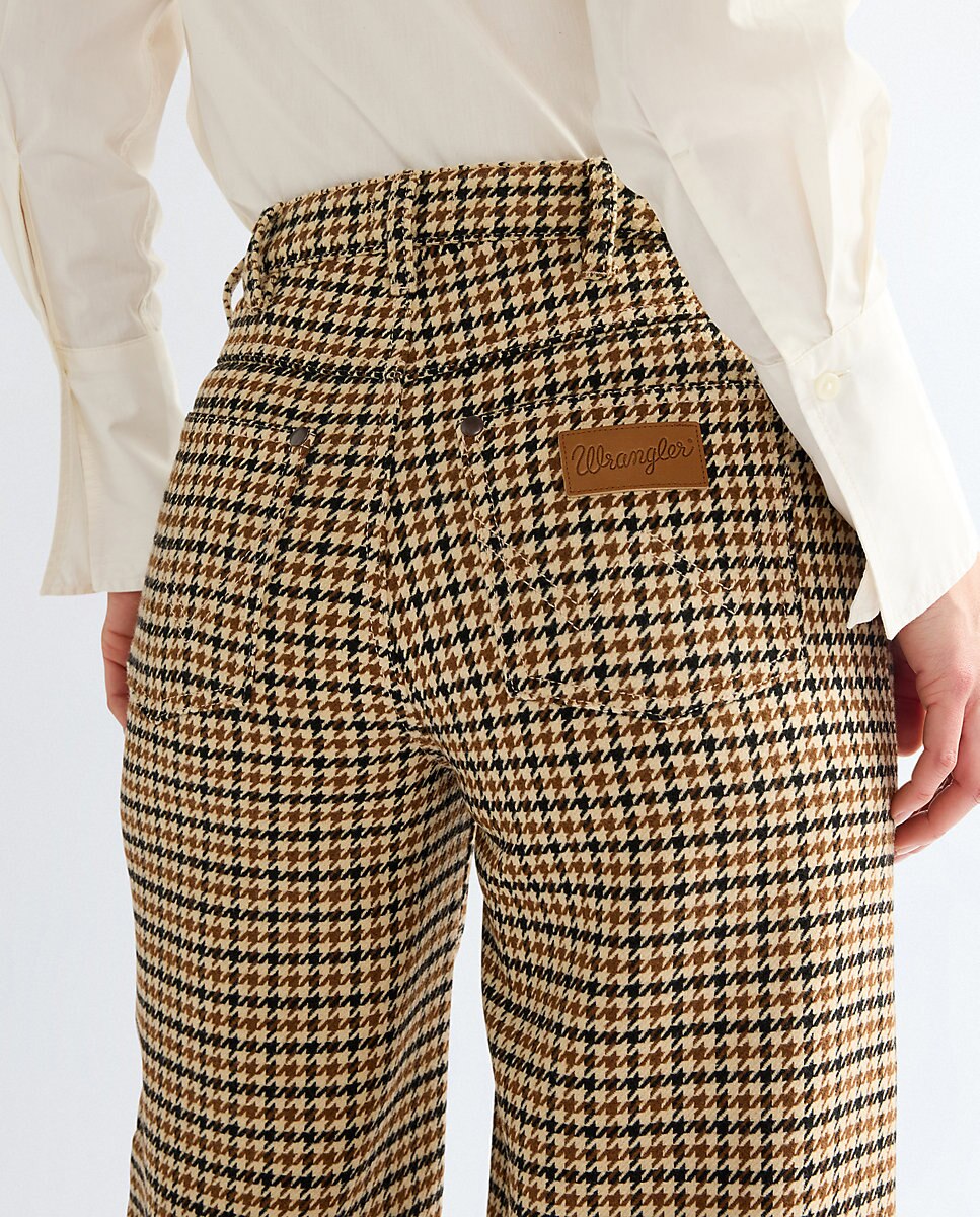 Pantalon de mujer canyon de corte ancho y cintura alta estampado de pata de gallo - Wrangler - Marrón Marrón-4