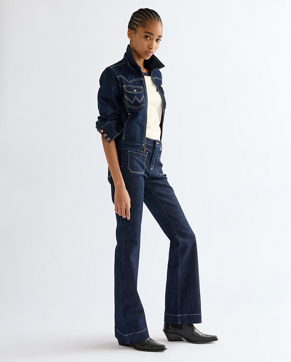 Vaquero campana flare de mujer con cintura regular - Wrangler - Azul Azul-2