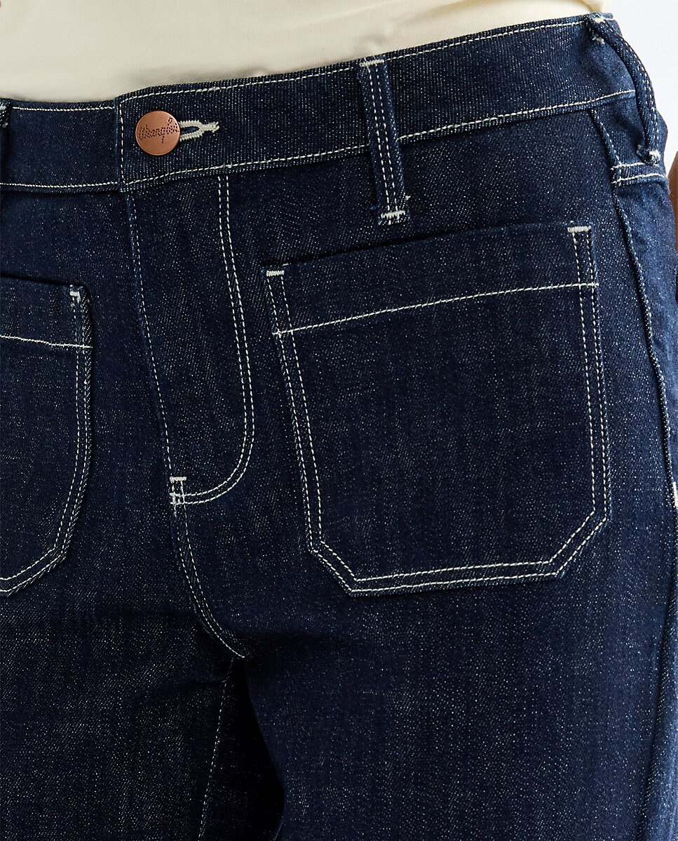 Vaquero campana flare de mujer con cintura regular - Wrangler - Azul Azul-4