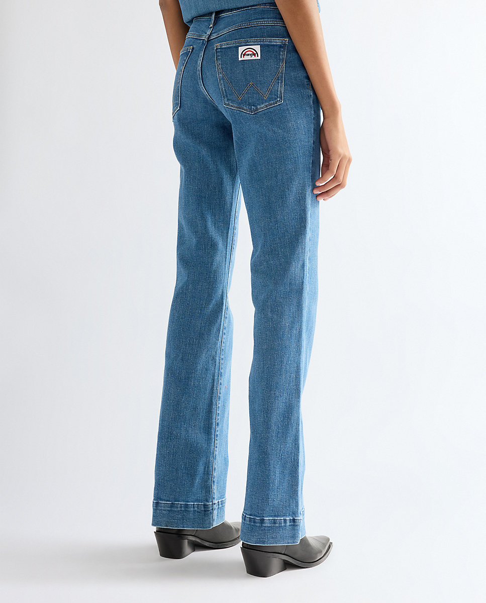 Vaquero campana flare de mujer con cintura regular - Wrangler - Azul Azul-3