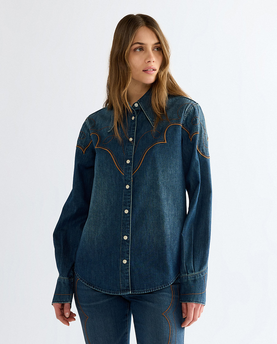Camisa vaquera de mujer de manga larga de corte regular - Wrangler - Azul Azul-1