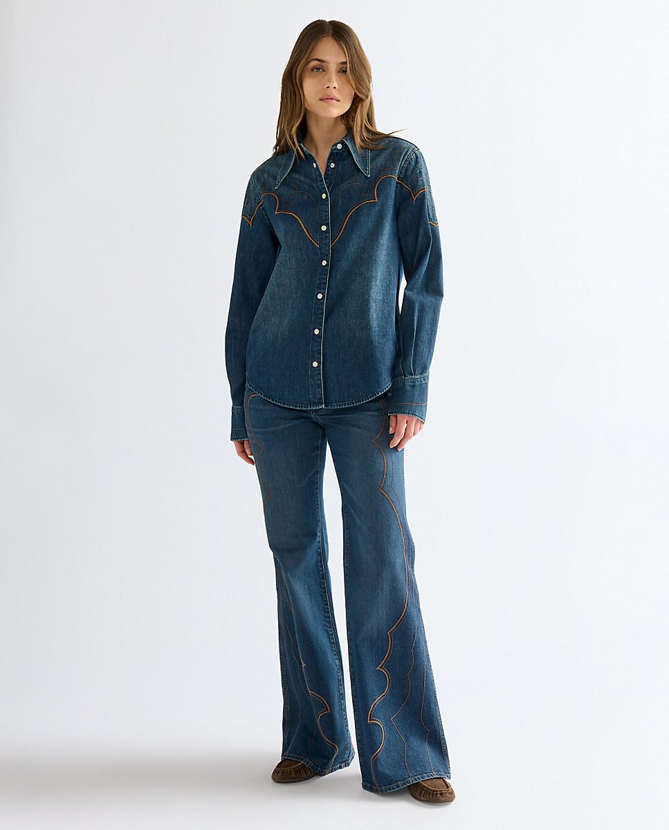 Camisa vaquera de mujer de manga larga de corte regular - Wrangler - Azul Azul-2