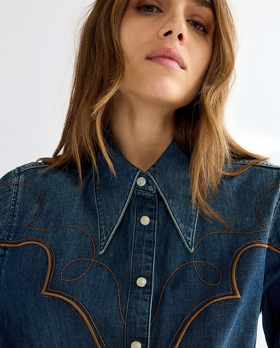 Camisa vaquera de mujer de manga larga de corte regular - Wrangler - Azul Azul-4