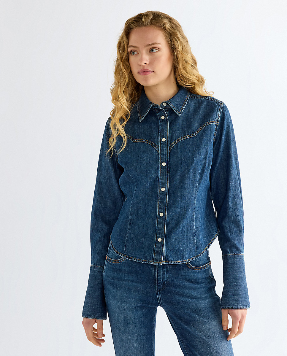 Camisa vaquera de mujer de manga larga de corte slim - Wrangler - Azul Azul-1