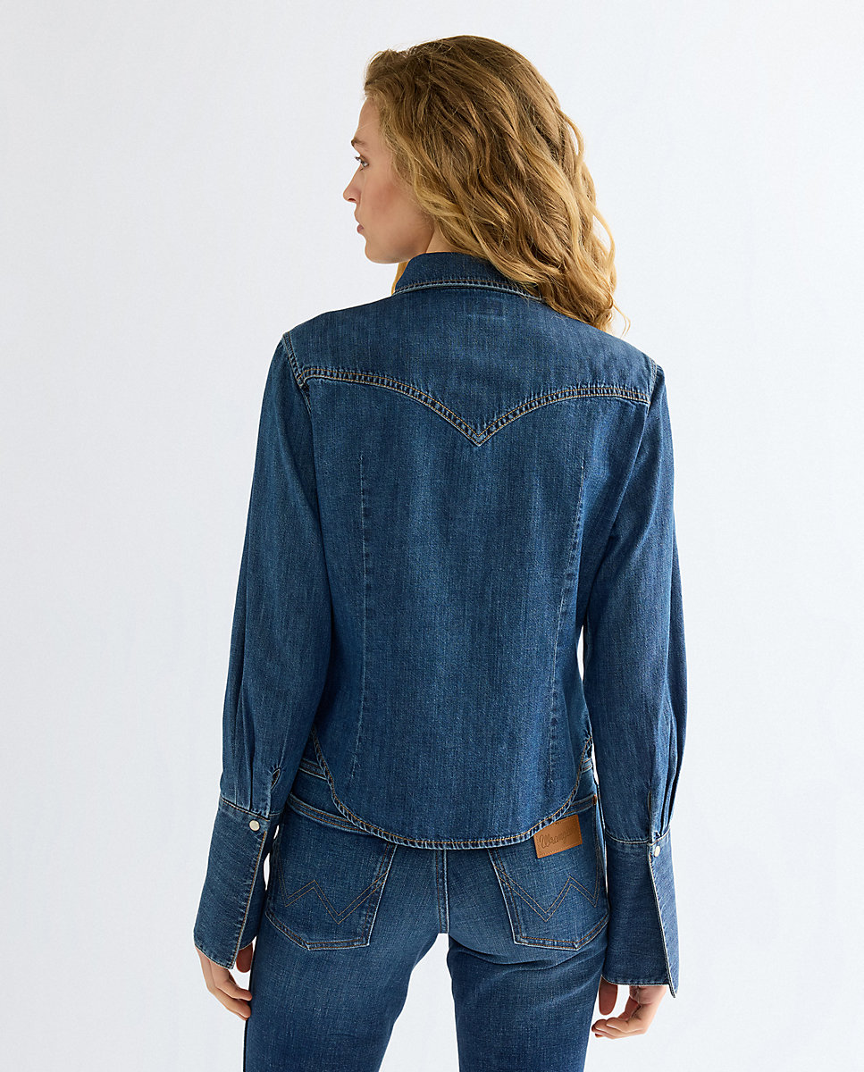 Camisa vaquera de mujer de manga larga de corte slim - Wrangler - Azul Azul-3