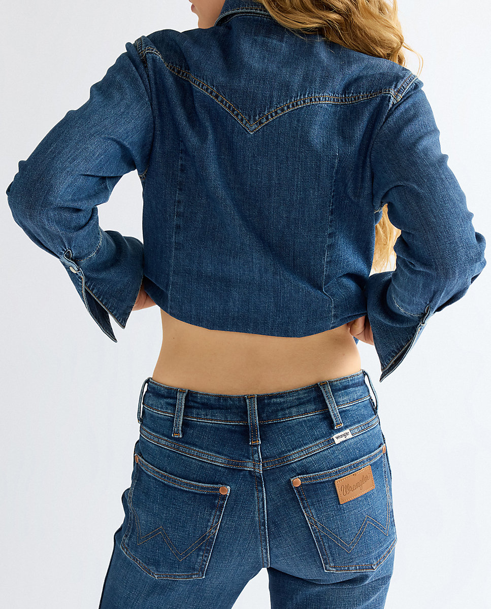 Camisa vaquera de mujer de manga larga de corte slim - Wrangler - Azul Azul-4