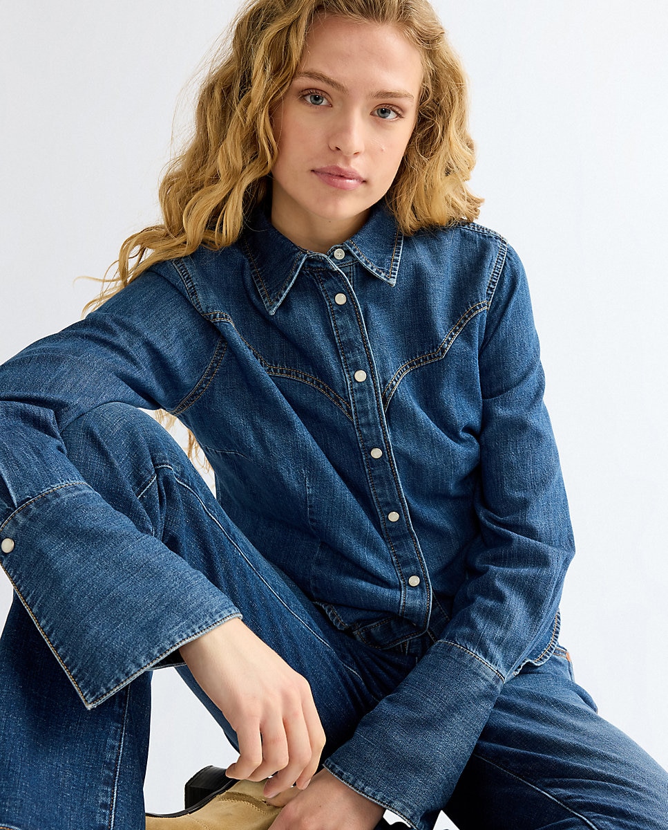 Camisa vaquera de mujer de manga larga de corte slim - Wrangler - Azul Azul-5