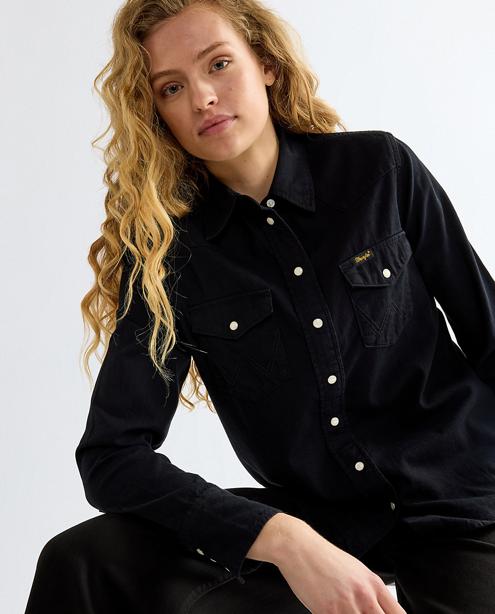 Camisa vaquera de mujer en blanco - Wrangler - Negro Negro-4