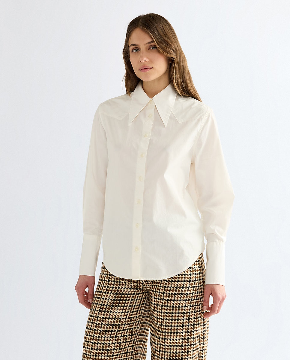 Camisa de mujer con cierres de remache y cuello en punta - Wrangler - Blanco Blanco-1