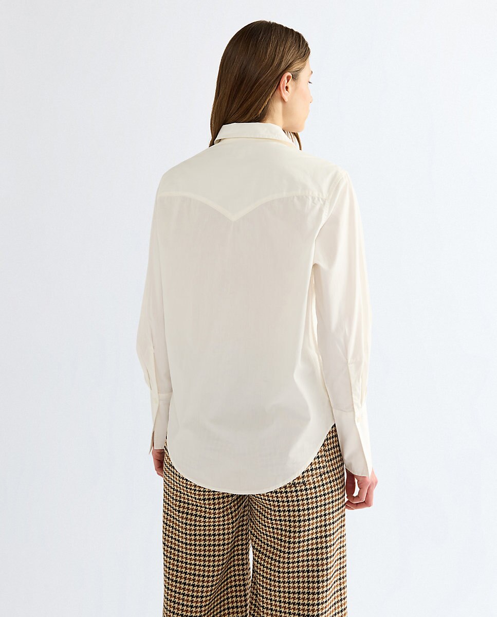 Camisa de mujer con cierres de remache y cuello en punta - Wrangler - Blanco Blanco-3