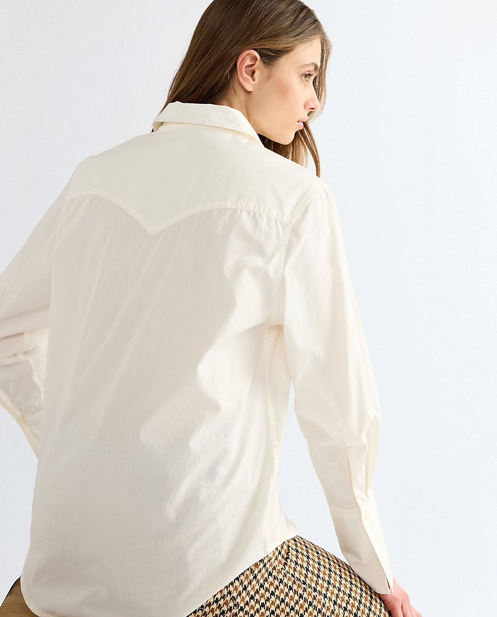 Camisa de mujer con cierres de remache y cuello en punta - Wrangler - Blanco Blanco-5
