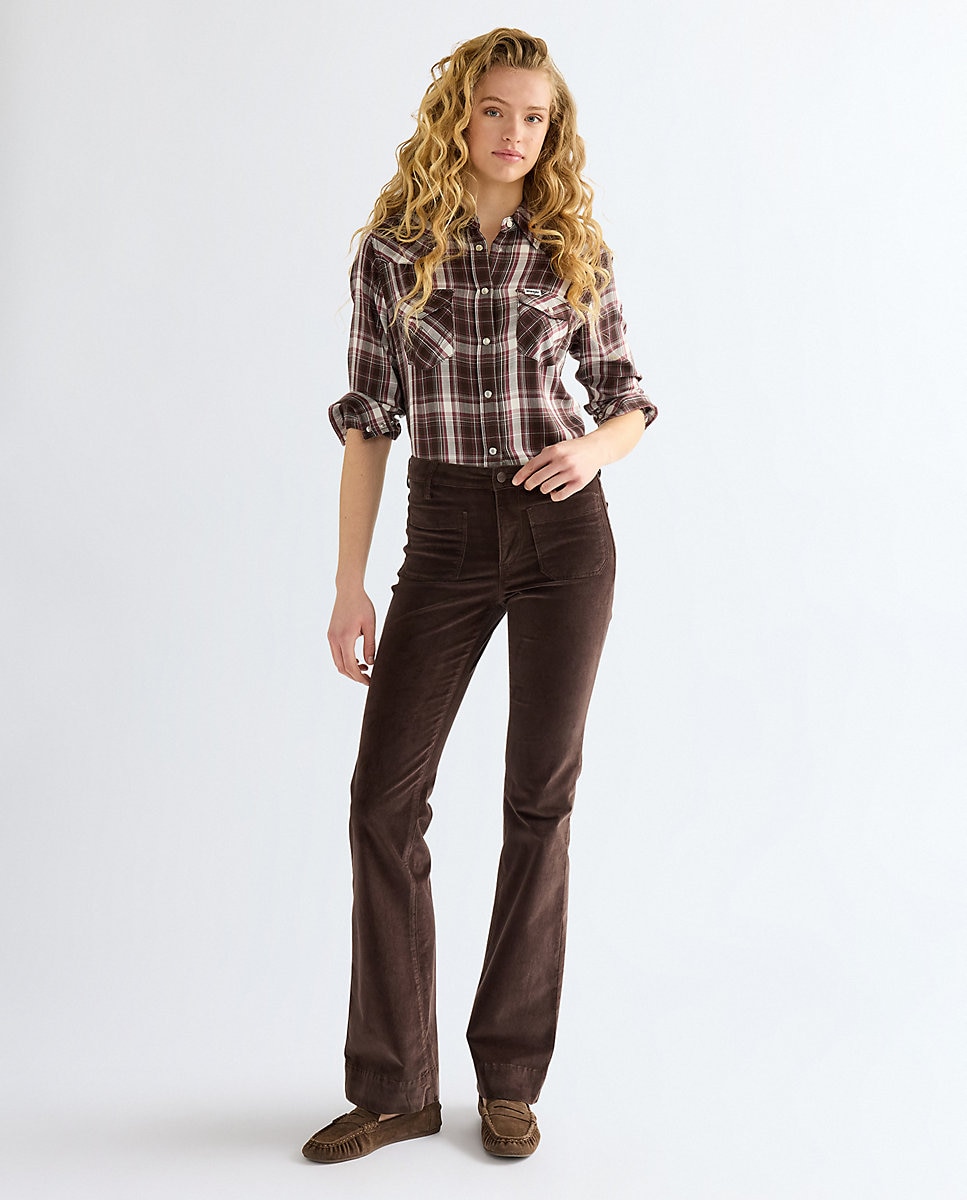 Camisa de mujer western de manga larga - Wrangler - Marrón Marrón-2