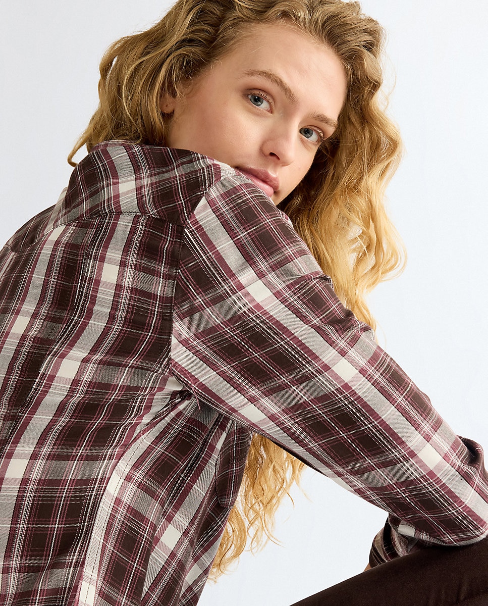 Camisa de mujer western de manga larga - Wrangler - Marrón Marrón-5