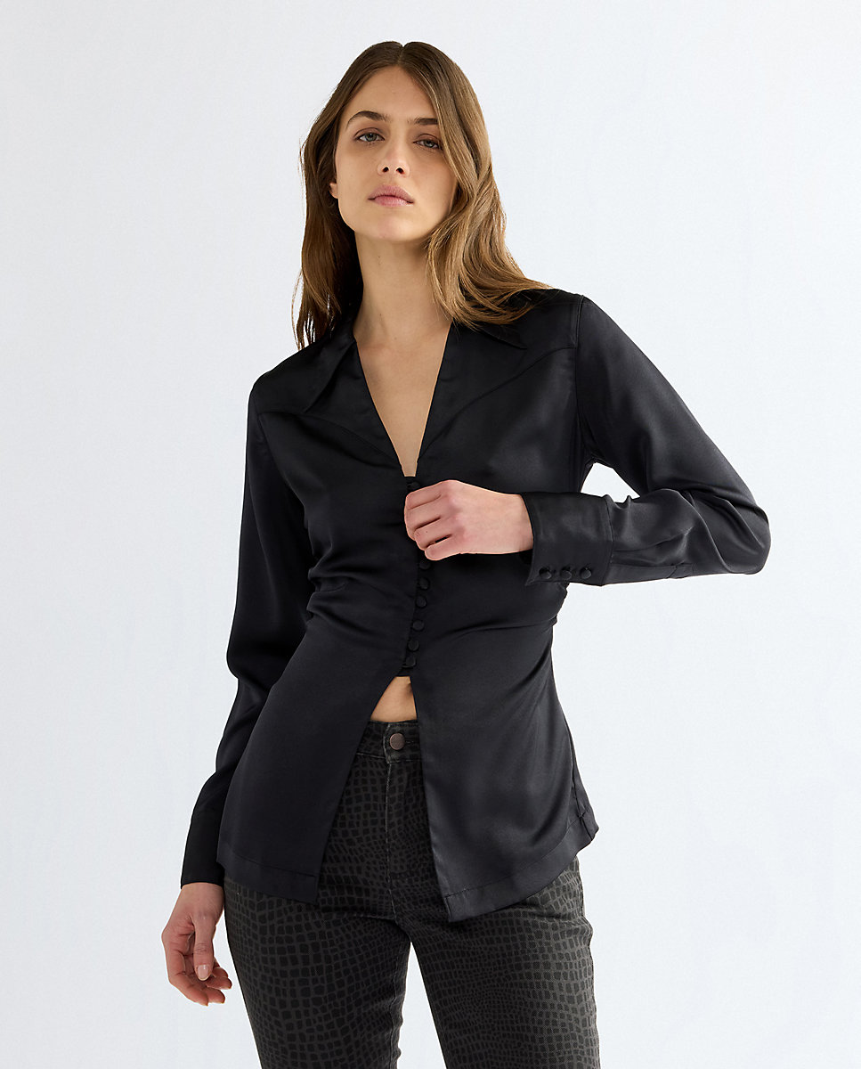 Camisa de mujer de manga larga de corte corte atrevido - Wrangler - Negro Negro-1