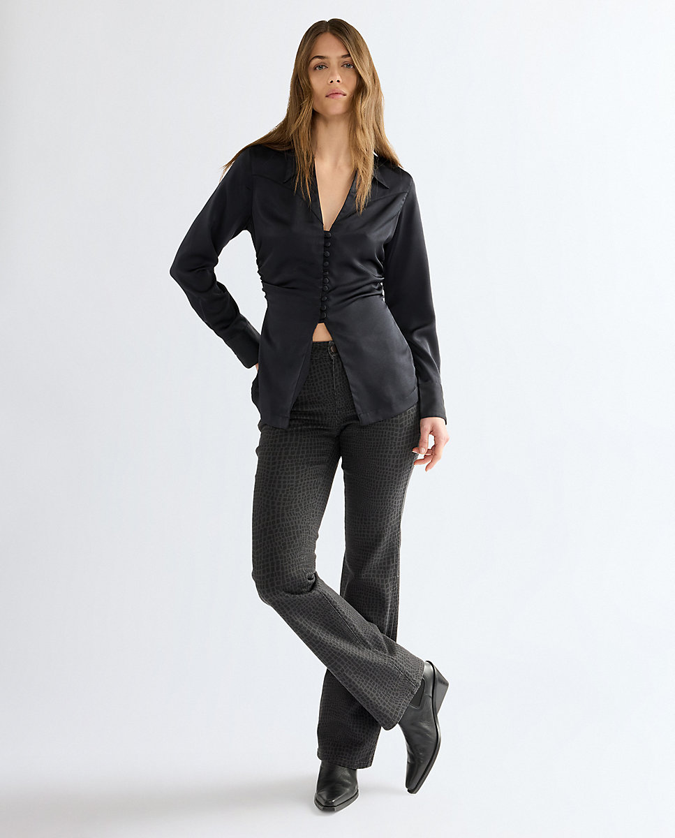 Camisa de mujer de manga larga de corte corte atrevido - Wrangler - Negro Negro-2