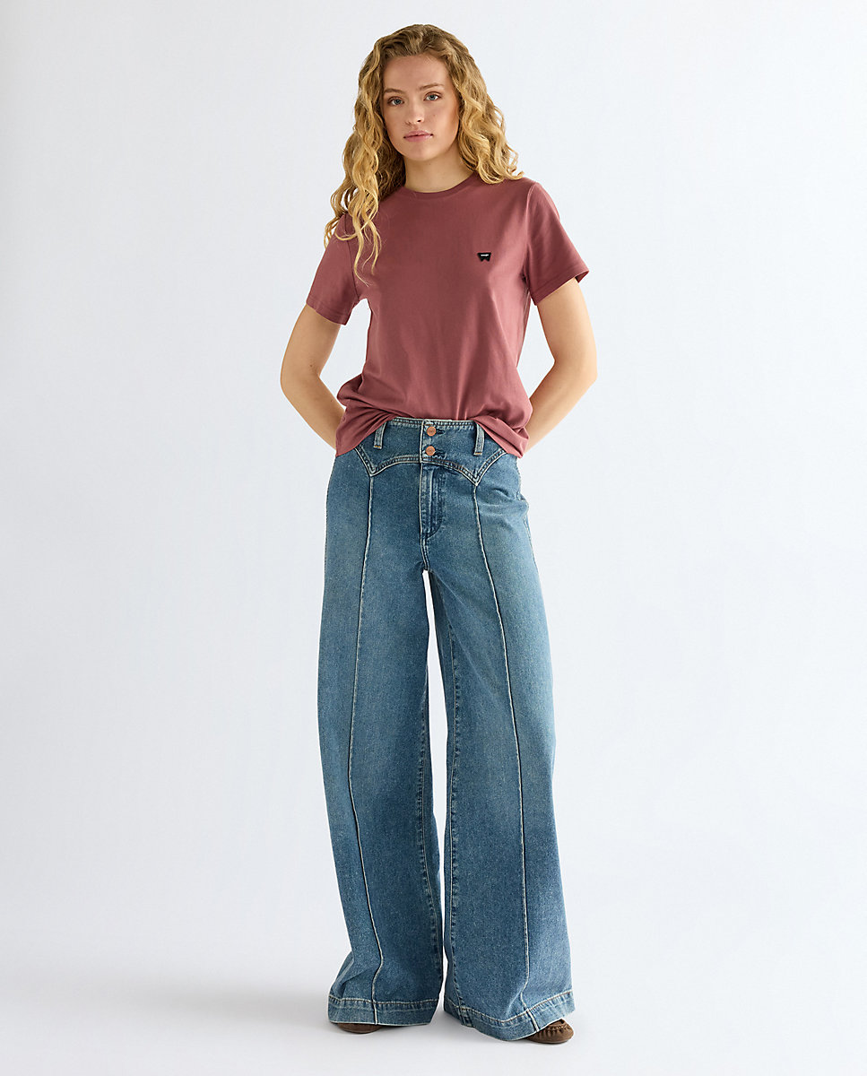 Camiseta de mujer de corte slim y manga corta - Wrangler - Rosa Rosa-2