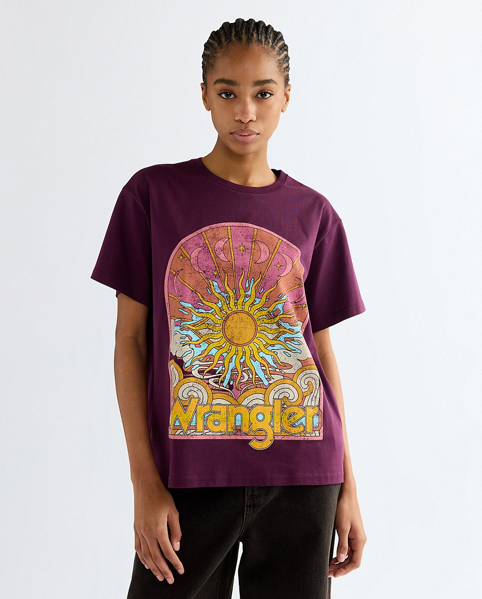 Imagen 0 de Camiseta de mujer con dibujo frontal de corte relajado Morado