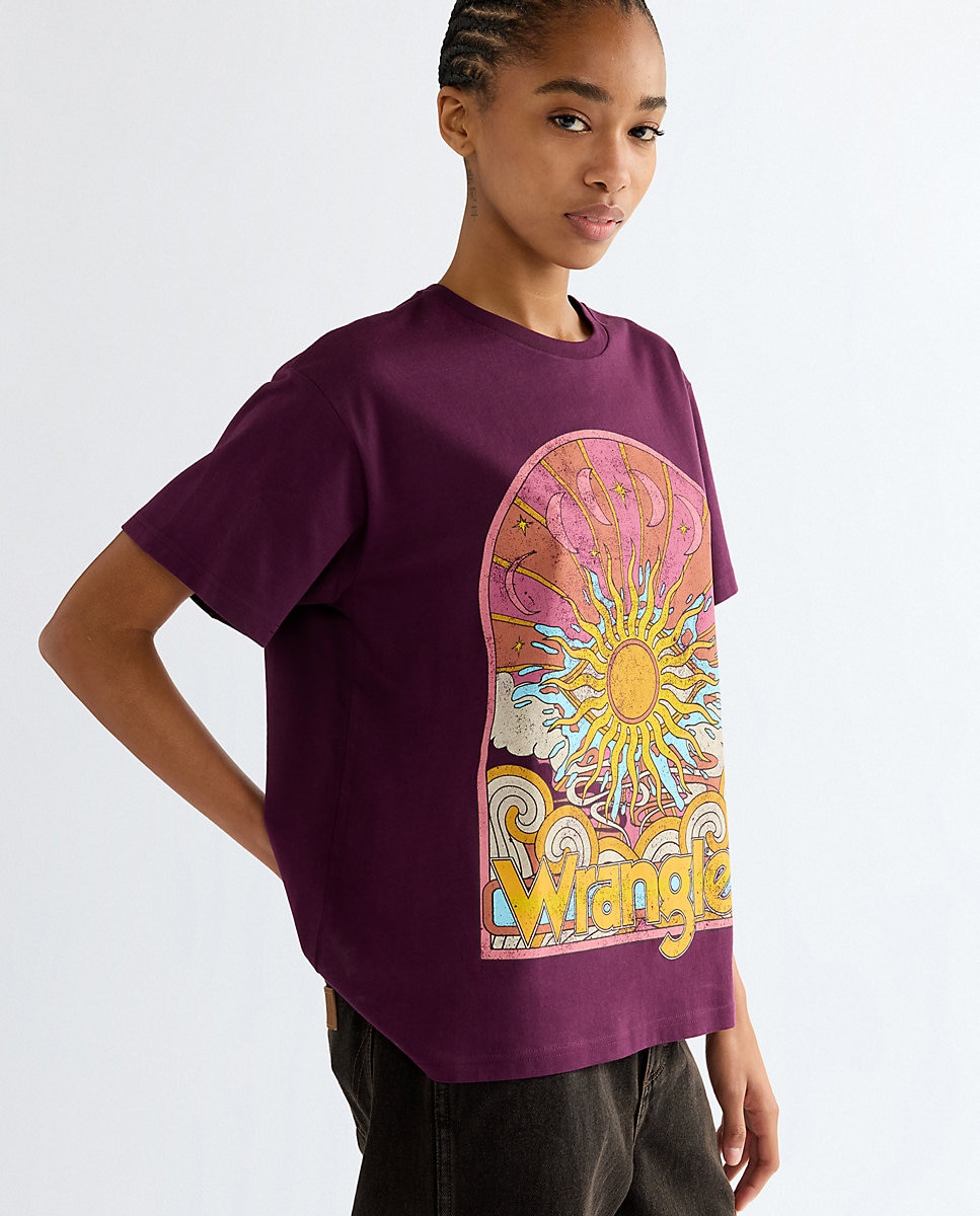 Camiseta de mujer con dibujo frontal de corte relajado - Wrangler - Morado Morado-3