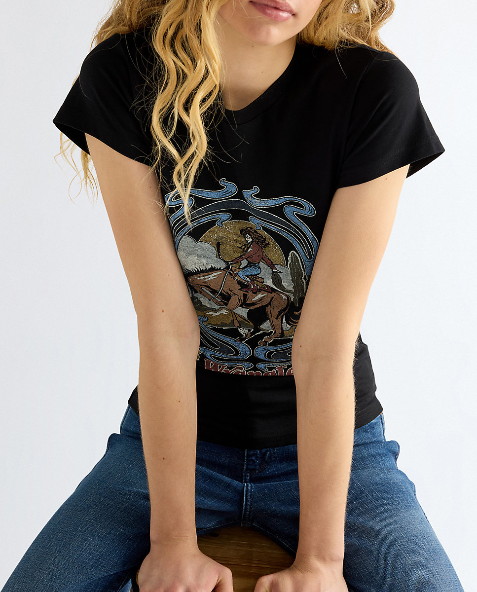 Camiseta de mujer con dibujo frontal de corte slim - Wrangler - Negro Negro-4
