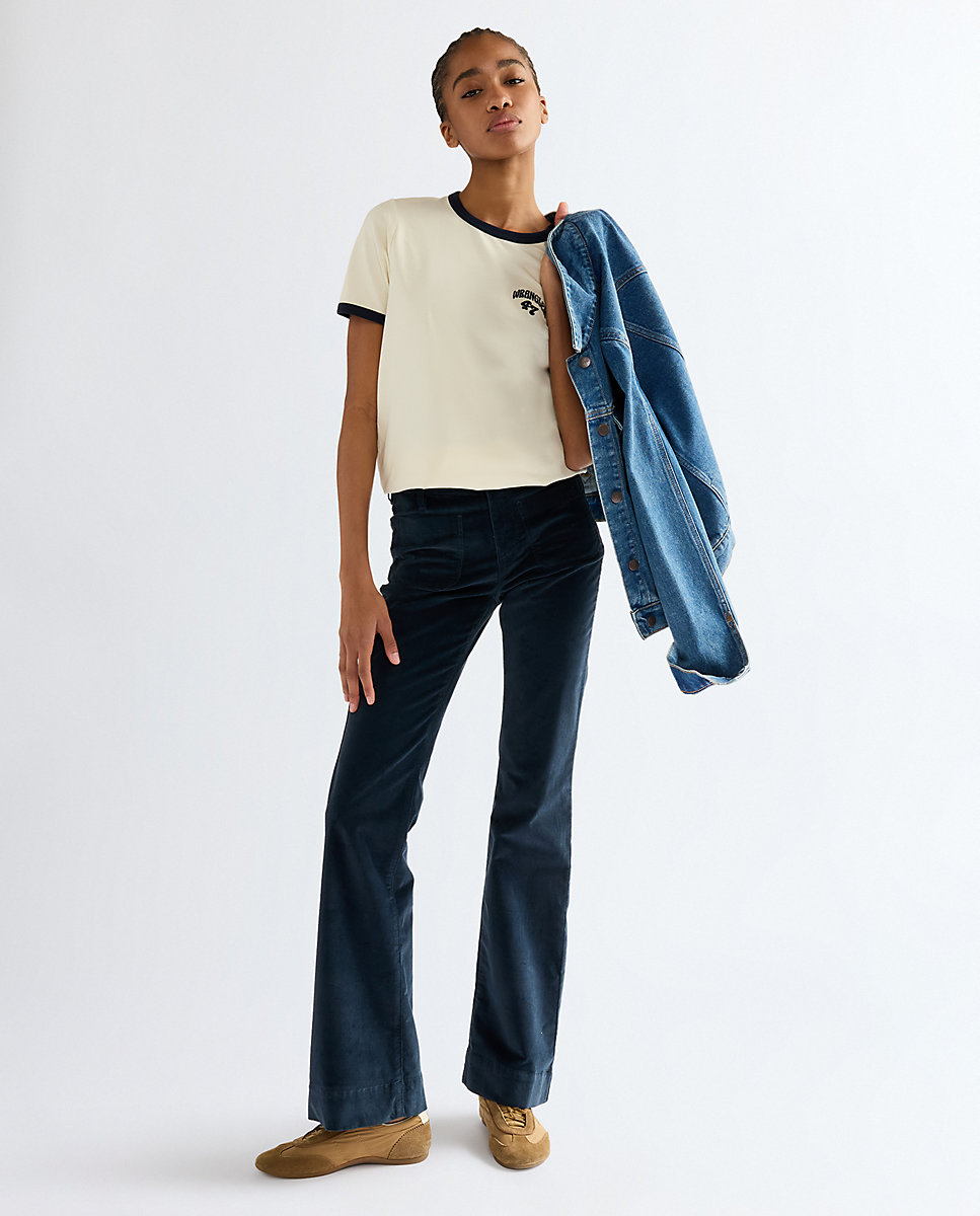 Camiseta ringer de mujer de manga corta con gráfico - Wrangler - Blanco Blanco-2