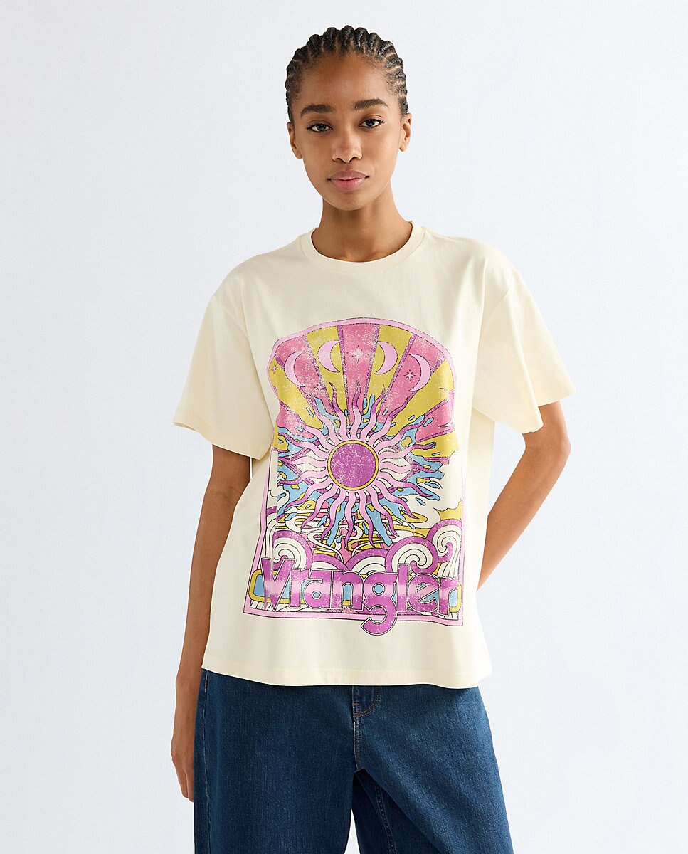 Camiseta de mujer con dibujo frontal de corte relajado - Wrangler - Blanco Blanco-1