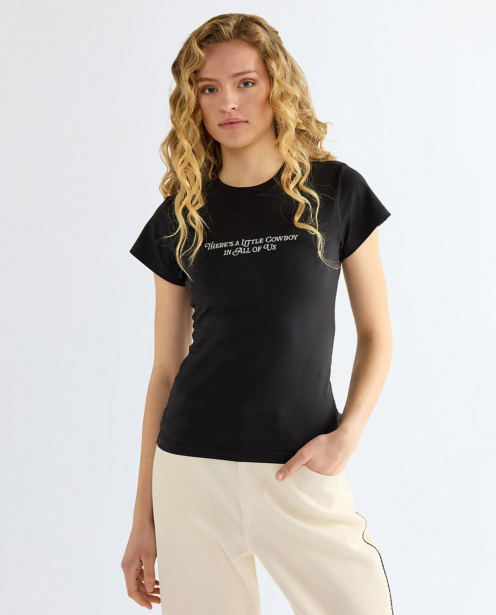 Camiseta de mujer con dibujo frontal de corte slim - Wrangler - Negro Negro-1
