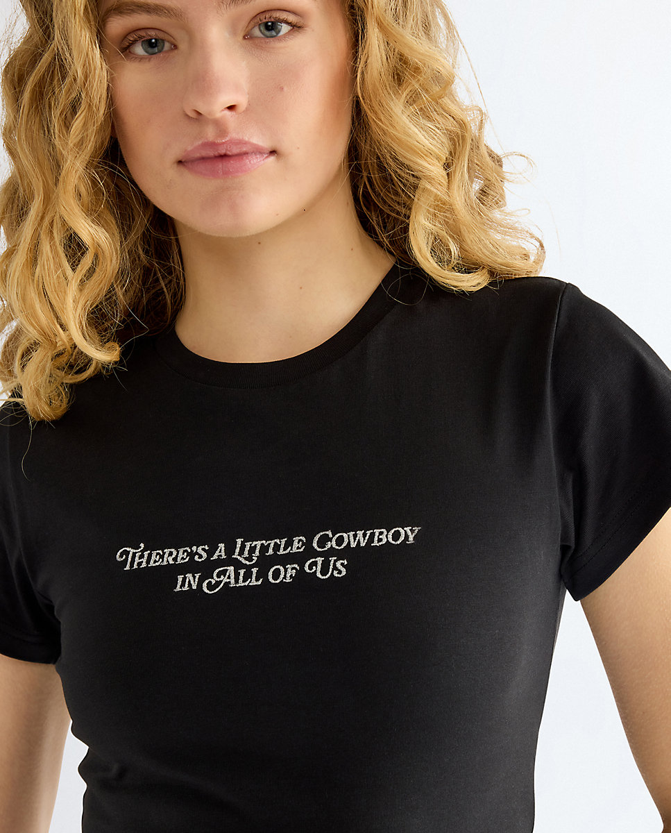 Camiseta de mujer con dibujo frontal de corte slim - Wrangler - Negro Negro-4