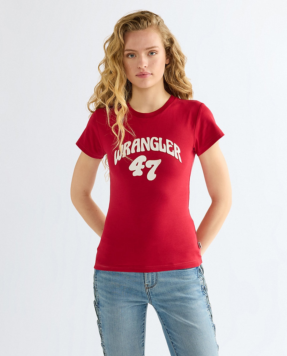 Camiseta de mujer con dibujo frontal de corte slim - Wrangler - Rojo Rojo-1