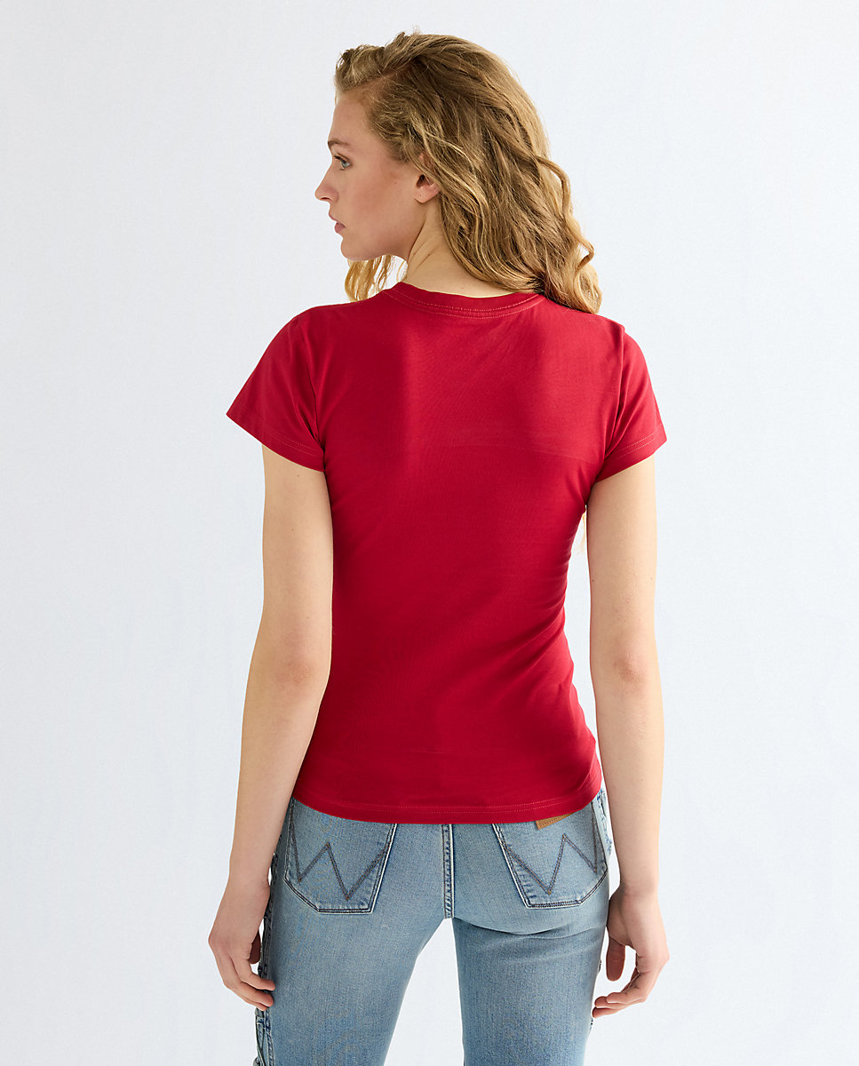 Camiseta de mujer con dibujo frontal de corte slim - Wrangler - Rojo Rojo-3