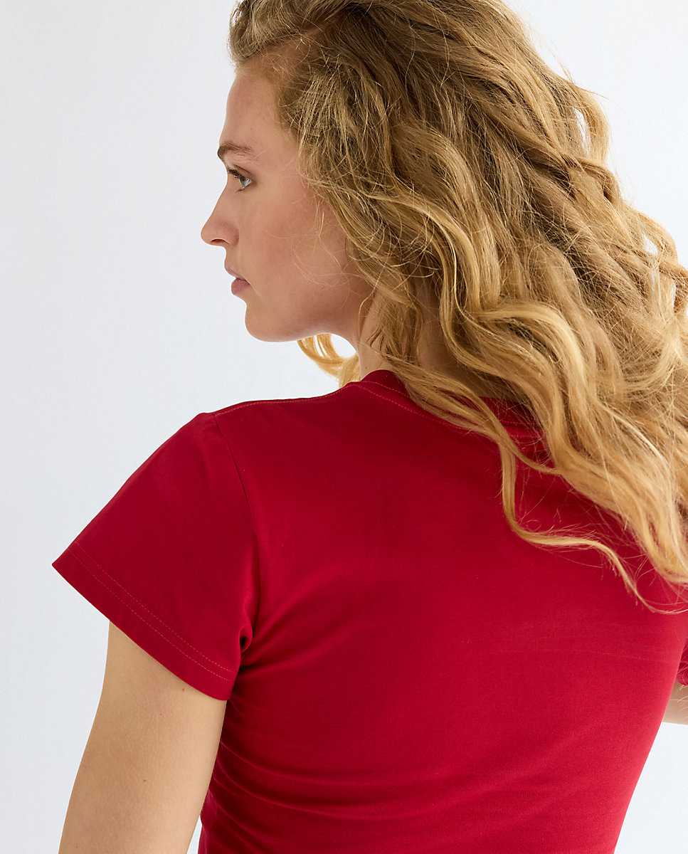 Camiseta de mujer con dibujo frontal de corte slim - Wrangler - Rojo Rojo-5