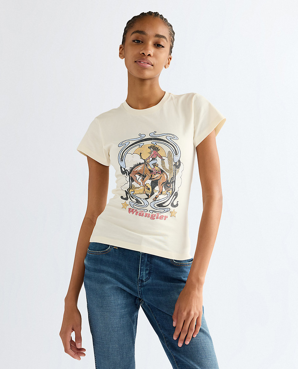 Camiseta de mujer con dibujo frontal de corte slim - Wrangler - Blanco Blanco-1