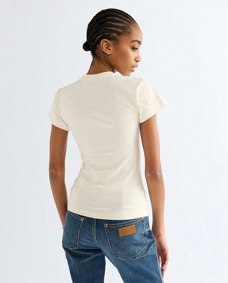 Camiseta de mujer con dibujo frontal de corte slim - Wrangler - Blanco Blanco-3
