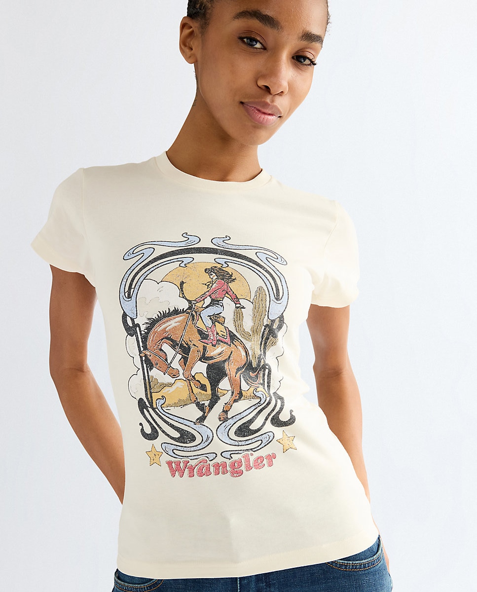 Camiseta de mujer con dibujo frontal de corte slim - Wrangler - Blanco Blanco-4