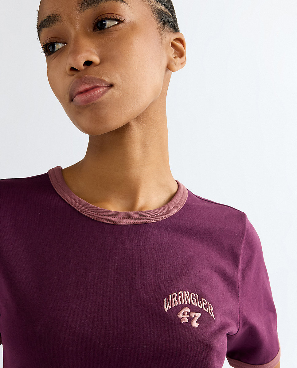 Camiseta ringer de mujer de manga corta con gráfico - Wrangler - Morado Morado-4
