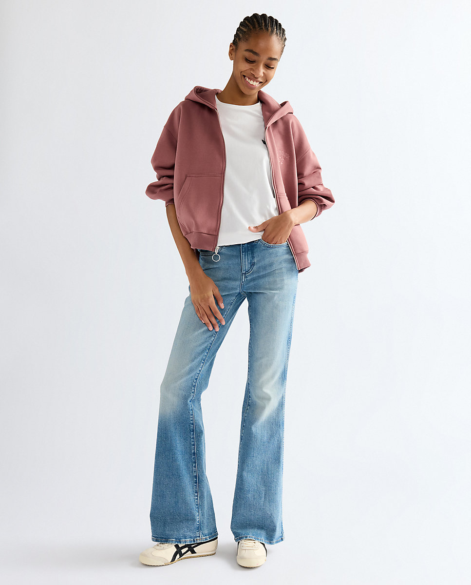 Sudadera de mujer con cremallera y corte holgado - Wrangler - Rosa Rosa-2